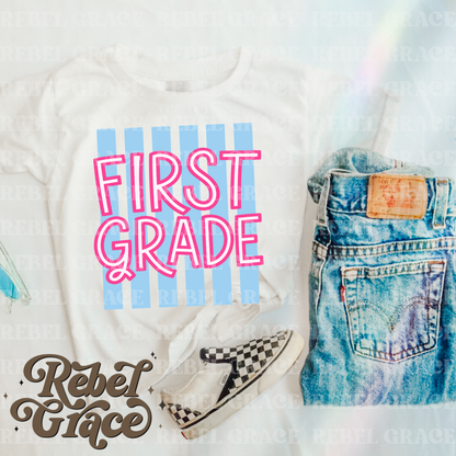Girly Stripe Back To School (Preschool-Fourth Grade)