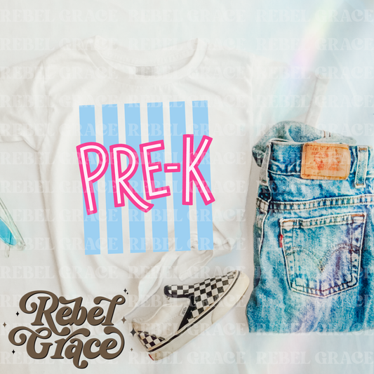 Girly Stripe Back To School (Preschool-Fourth Grade)