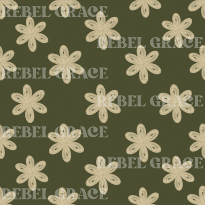 Month of the Military Child - Army Flowers Patchwork + Coord