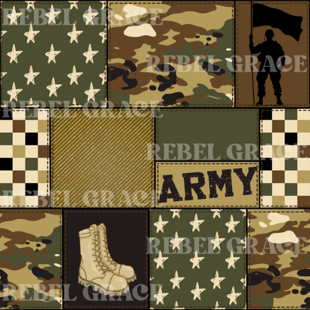 Month of the Military Child - Army Stars Patchwork + Coord