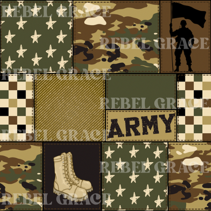Month of the Military Child - Army Stars Patchwork + Coord